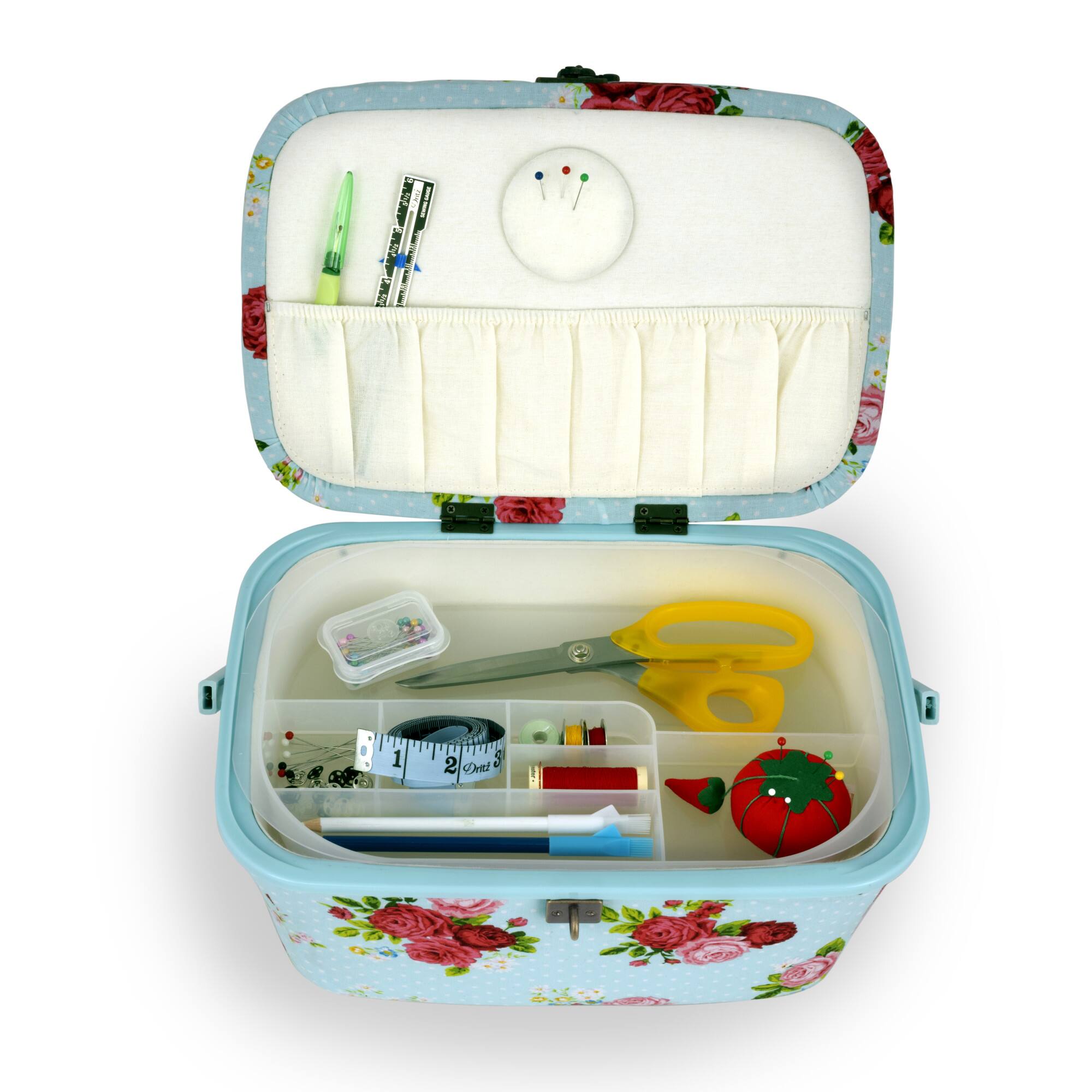 Dritz® Large Blue Oval Sewing Basket